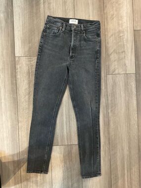 Agolde Washed Black High-Rise Skinny Jeans